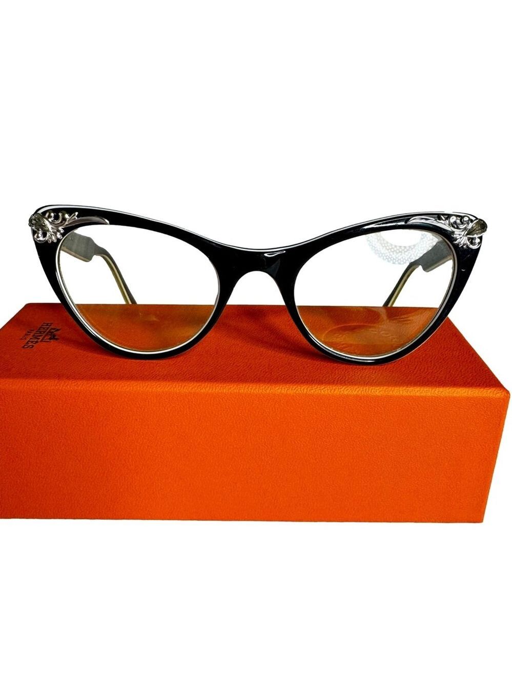 American Optical Vintage Baroque Cat-eye Teardrop Rhinestone Glasses 4-5.5